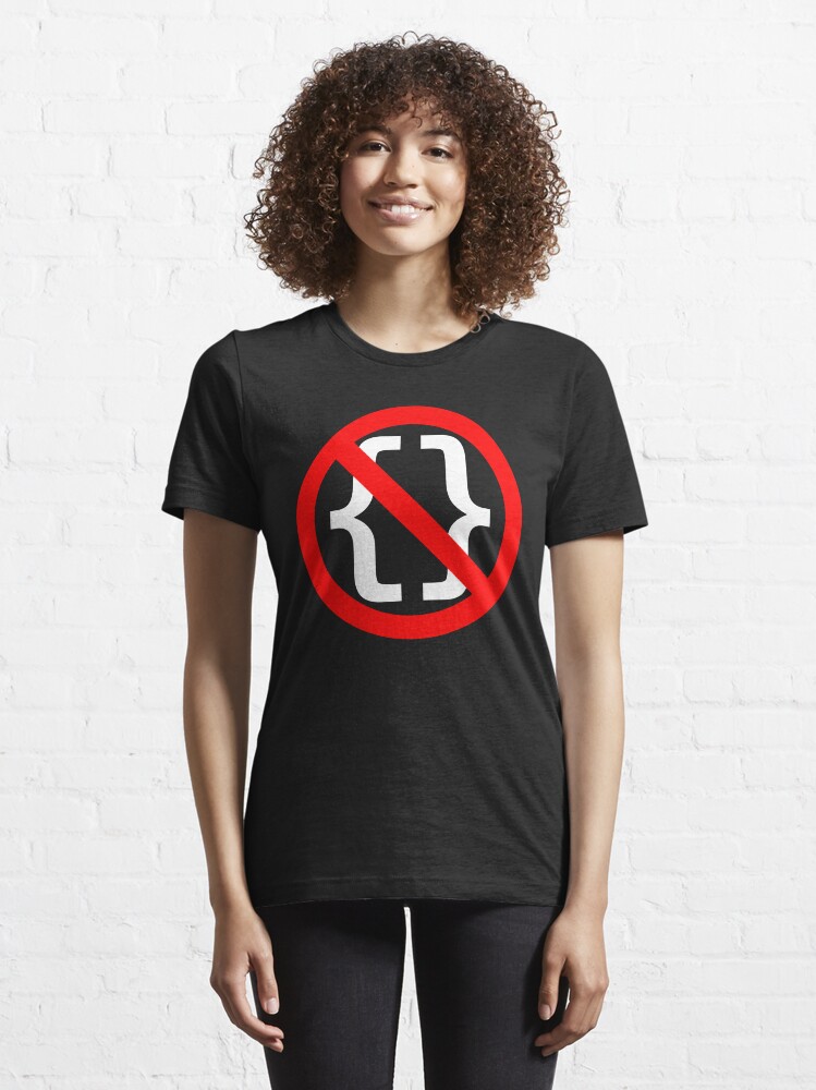 Alternate view of No Braces - Funny Python Coding Design Red/White Essential T-Shirt