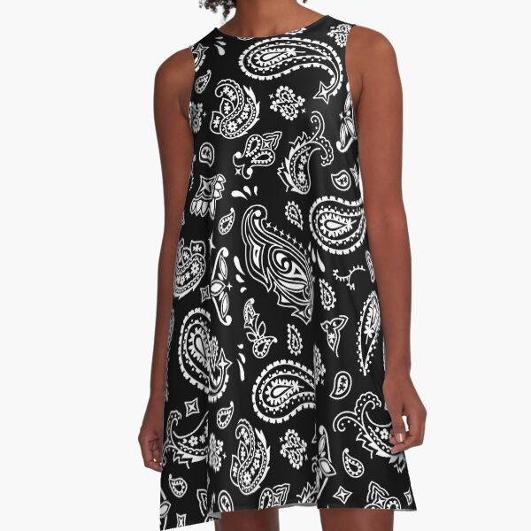 Bandana Seamless Pattern Black A-Line Dress