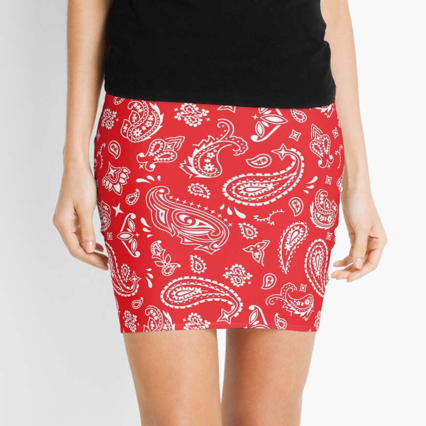 Bandana Seamless Pattern Red Mini Skirt