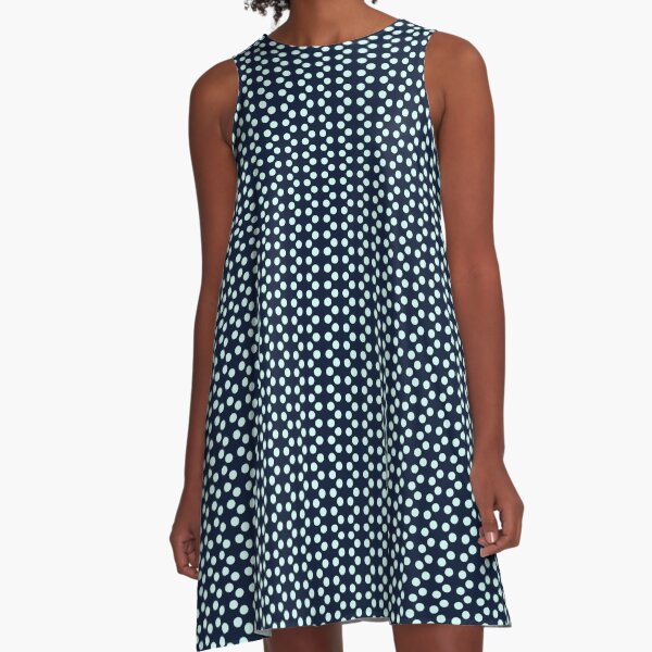elegant dotted deep blue canvas A-Line Dress
