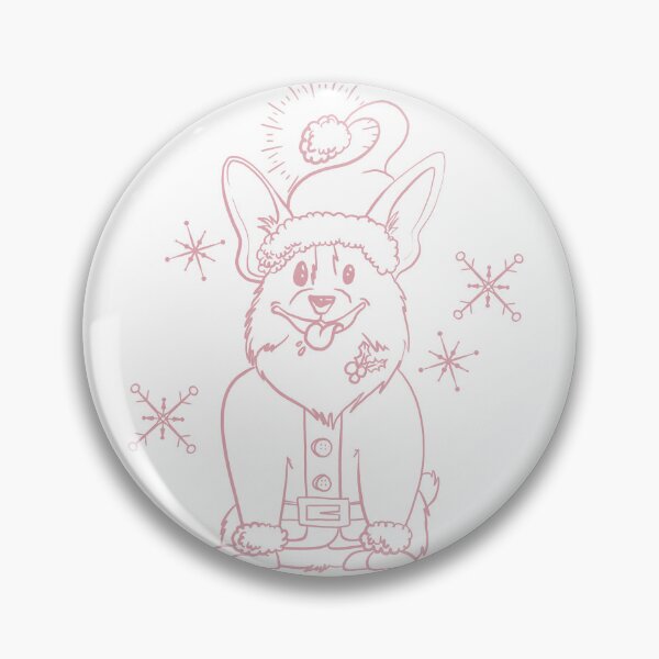 Aperçu de l'œuvre Retro Vintage Rose sur blanc Santa claus Corgi Line Art (grand motif) créée et vendue par Heather van der Dys.