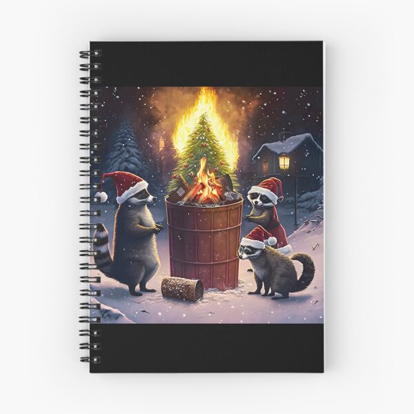 Item preview,   Raccoon Campfire | Raccoons wearing Santa hat  |   Nature Raccoon designed and sold by TeeARTHY.