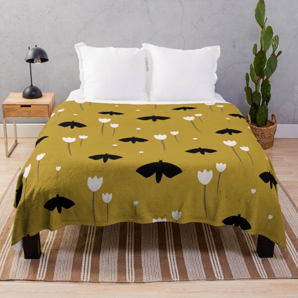 Item preview, Moths and Tulips on Mustard Background designed and sold by anzelas.