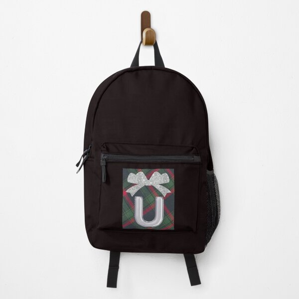 Item preview, Glorious Red and Green Plaid with Glittering Bow and Puff Initial-U designed and sold by SunMoonBeyond.