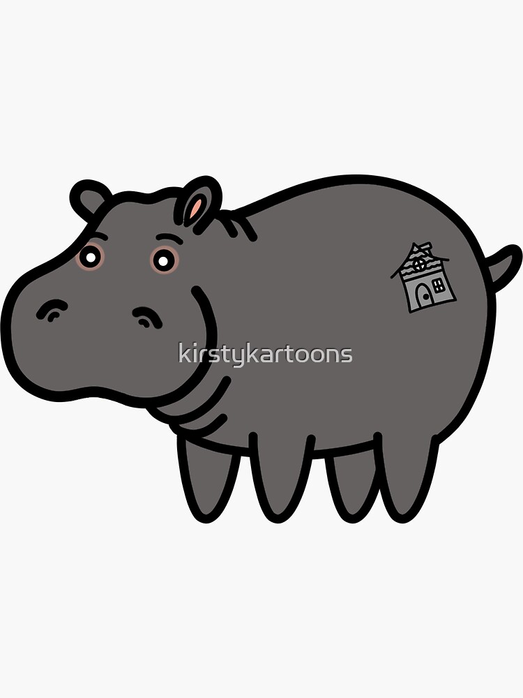 "North American House Hippo" Sticker for Sale by kirstykartoons Redbubble