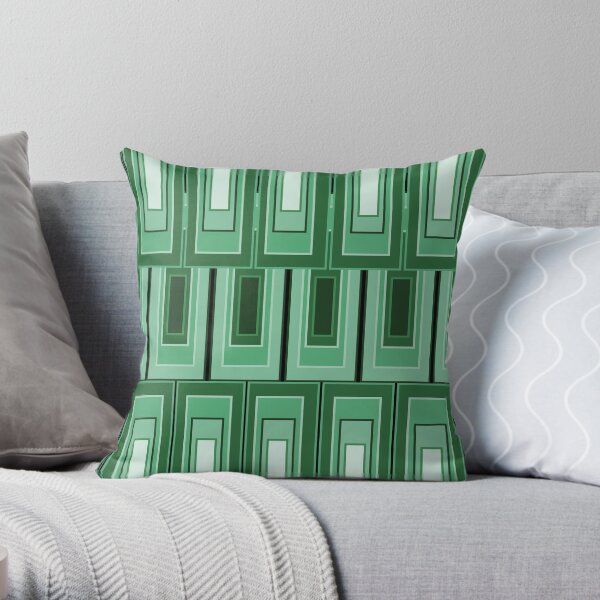 Panton/Art Deco Green Rectangles Throw Pillow
