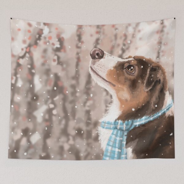 Item preview, Australian Shepherd dog in the Snow  designed and sold by NatCatMeow.