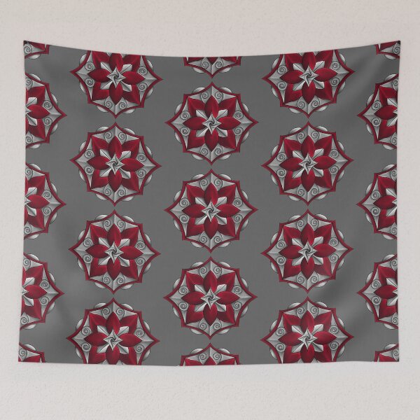 Item preview, Red & Gray Lotus Ornament designed and sold by lezell.