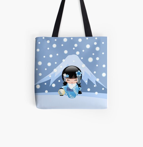 Winter Kokeshi Doll V2 All Over Print Tote Bag