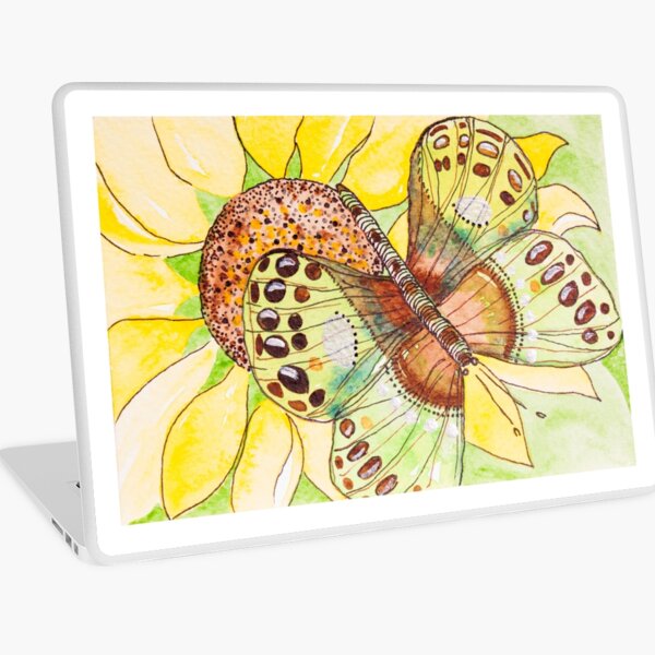 Butterfly on a Sunflower Laptop Skin