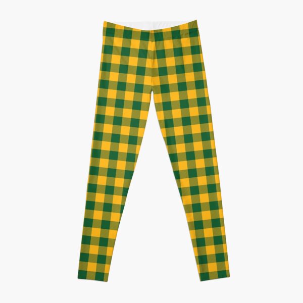 Green Bay Green and Yellow Color Buffalo Check Plaid Leggings