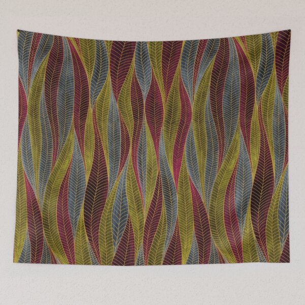 Item preview, Gray, crimson and green leaves with gold contours designed and sold by IrinaIkar.