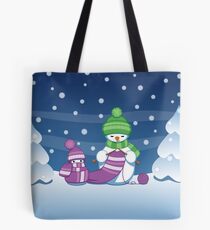 Knitting Snowman Tote Bag