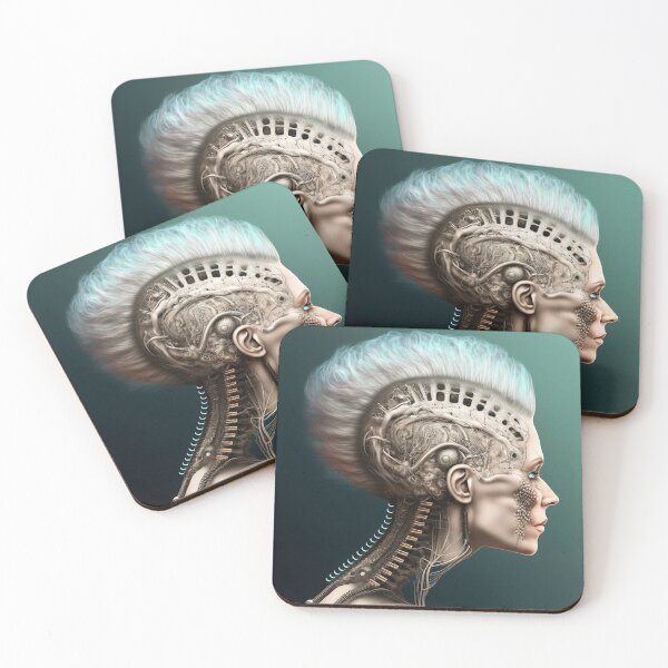 Item preview, Biomechanical Woman - White Mohawk Hair designed and sold by theblueofmyeye.