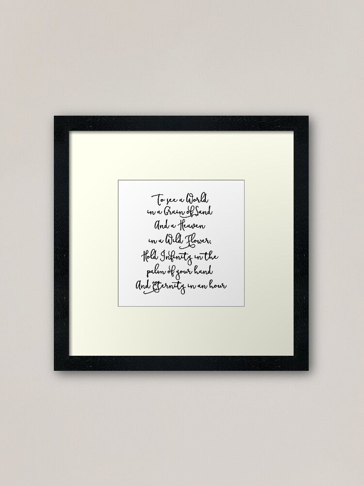 To See The World William Blake Quote Auguries Of Innocence Framed Art Print By In3pired Redbubble