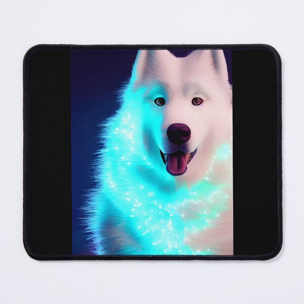 Item preview, White Samoyed dog portrait - neon light #26 designed and sold by supeart.