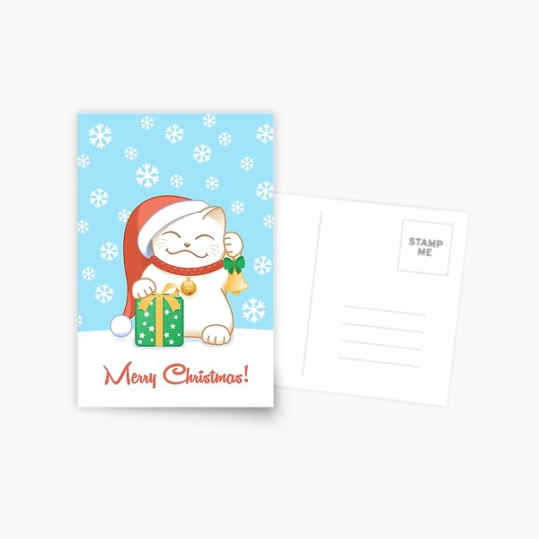 White Christmas Cat Postcard
