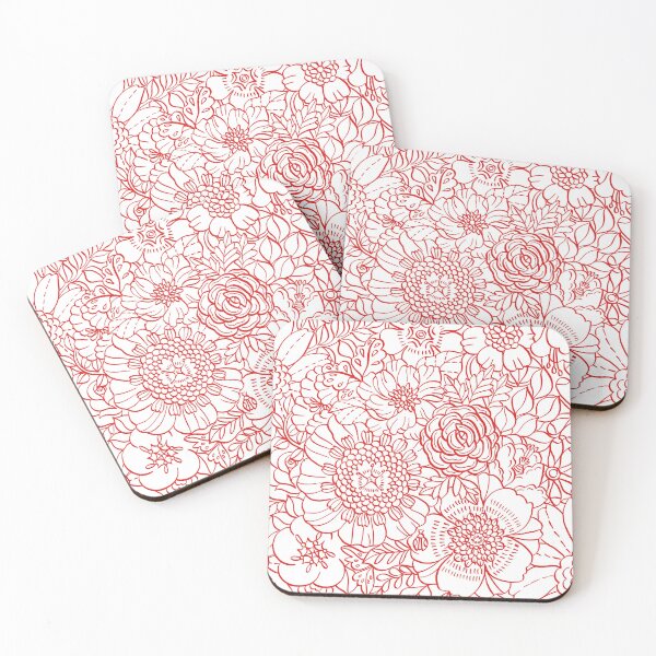 Item preview, Red flower line art designed and sold by onMerryDay.