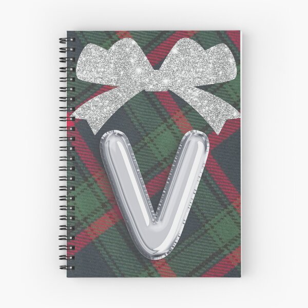Item preview, Glorious Red and Green Plaid with Glittering Bow and Puff Initial-V designed and sold by SunMoonBeyond.