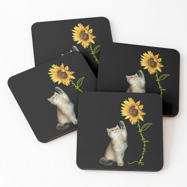 Item preview, You're My Sunshine Reach Sunflower Butterfly Brown Baby Furry Cat Reaching Flower designed and sold by Barnissim.