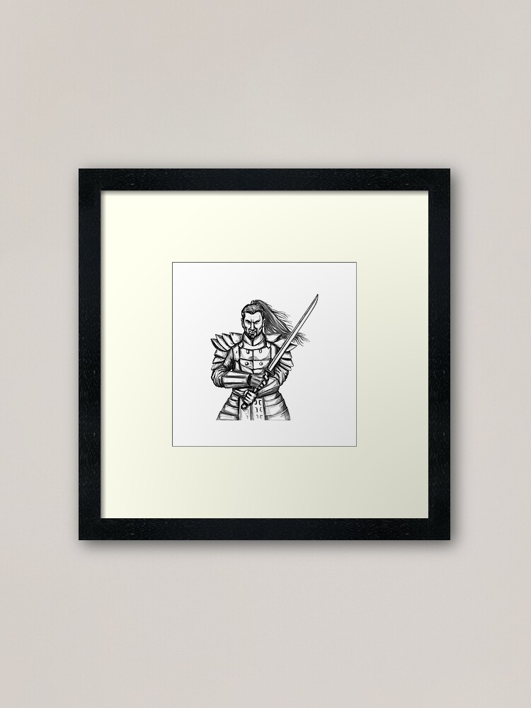 Samurai Katana Sword Tattoo Framed Art Print By Patrimonio Redbubble