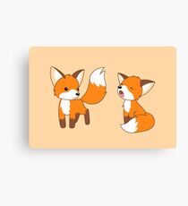 Cute Little Foxes Canvas Print