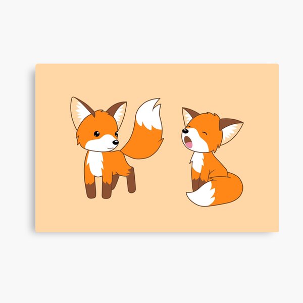 Cute Little Foxes Canvas Print