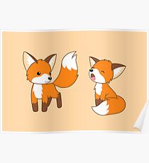 Cute Little Foxes Poster