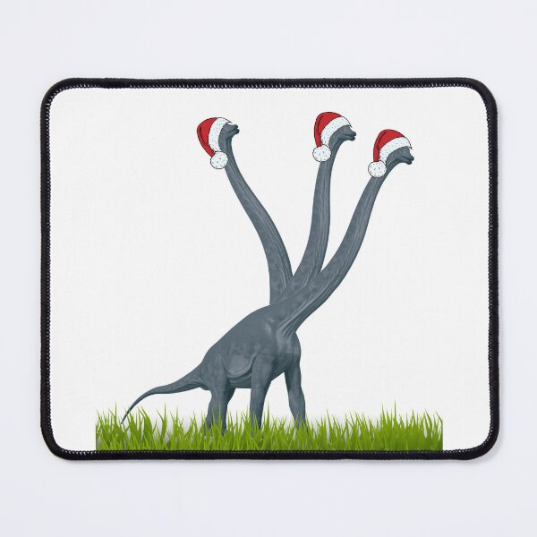 Item preview, Dinosaur enjoys Christmas with santa cap on | 3-necked dinosaur designed and sold by CosmicStory.