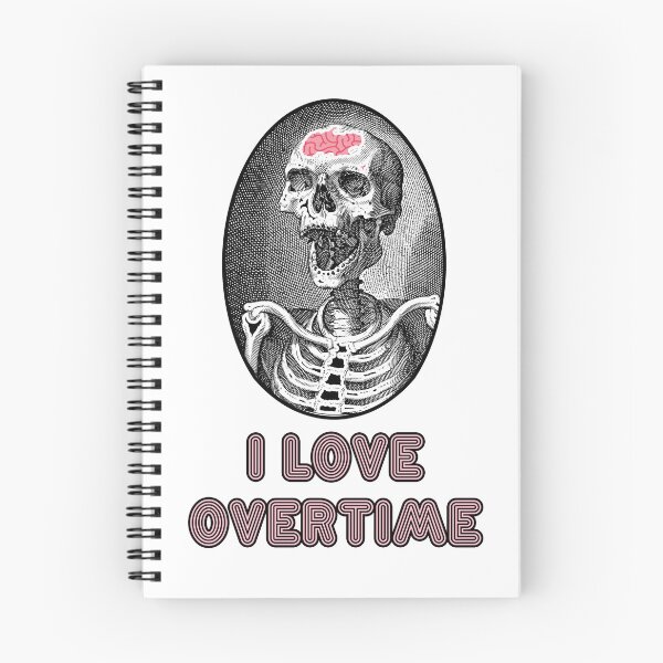 Item preview, 'I love Overtime' Skull Design - Retro Illustration Design for T-shirts, mugs, phone cases and other accessories designed and sold by Ridiculam Toga.