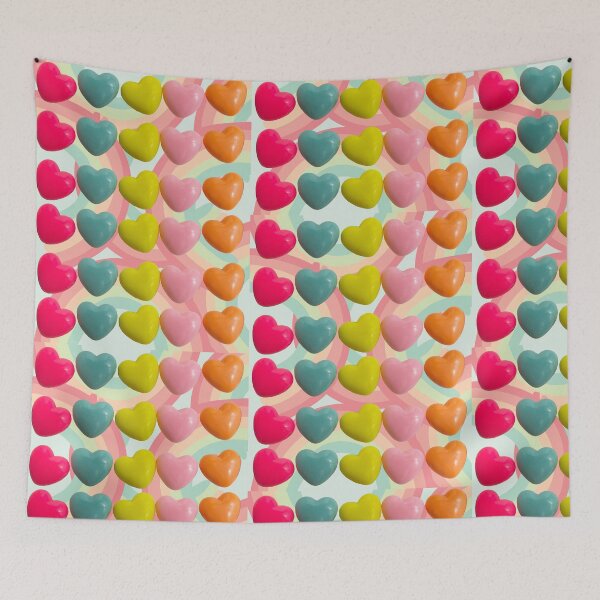 Item preview, hearts, candy hearts, colorful hearts, rainbow, red hearts, pink hearts, designed and sold by quotefactory.
