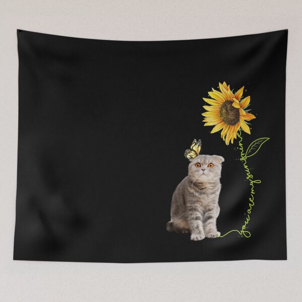 Item preview, You're My Sunshine Sunflower Butterfly Brown Furry Chub Cat designed and sold by Barnissim.