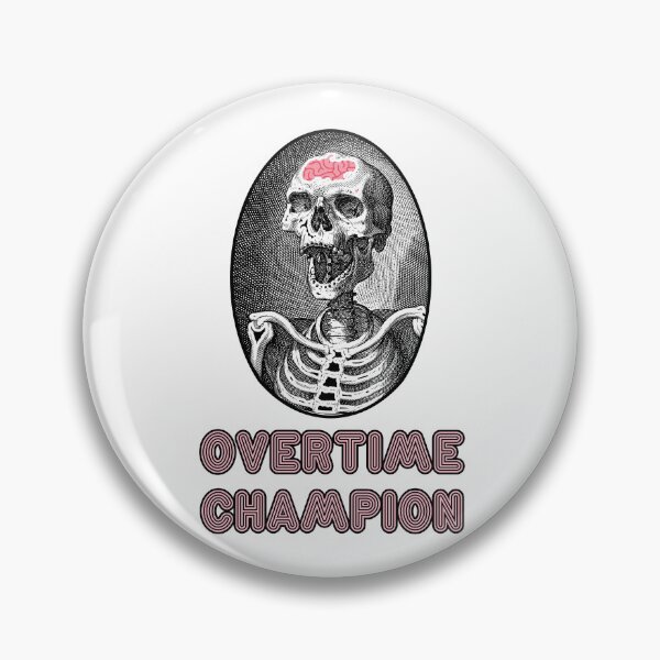 Item preview, 'Overtime Champion' Skull Design - Retro Illustration Design for T-shirts, mugs, phone cases and other accessories designed and sold by Ridiculam Toga.