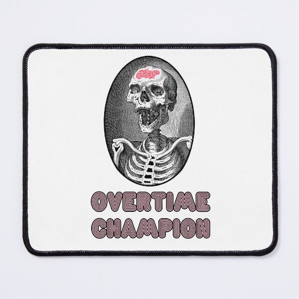 Item preview, 'Overtime Champion' Skull Design - Retro Illustration Design for T-shirts, mugs, phone cases and other accessories designed and sold by Ridiculam Toga.