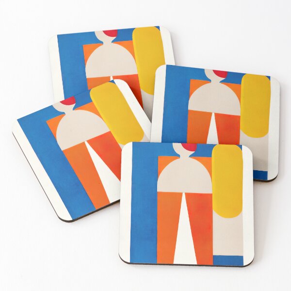 Artikelvorschau, Geometrische Frau - abstrakte Kunst - Rot, Blau und Orange auf Weiß entworfen und verkauft von Inomaly Art.