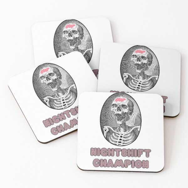 Item preview, 'Nightshift Champion' Skull Design - Retro Illustration Design for T-shirts, mugs, phone cases and other accessories designed and sold by Ridiculam Toga.