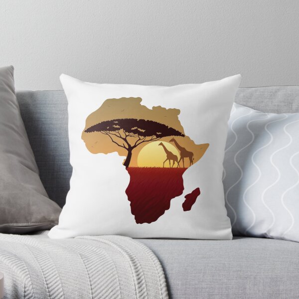 Africa Map Landscape Throw Pillow