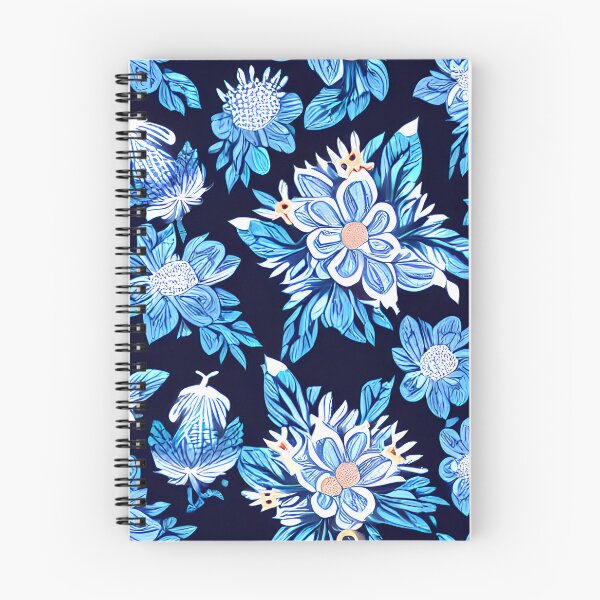 Aperçu de l'œuvre motif floral de feuille bleue de fleur blanche #3 créée et vendue par supeart.