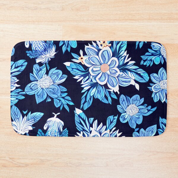 Item preview, floral white flower blue leaf patter #3 designed and sold by supeart.