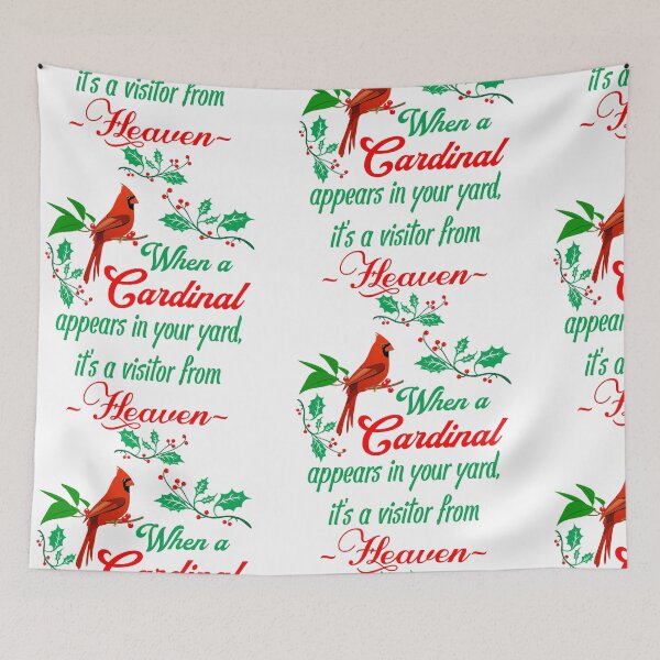 Item preview, When a cardinal appears in your yard it is a visitor from heaven - Christmas quotes designed and sold by bluehatgraphics.