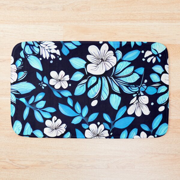 Item preview, floral white flower blue leaf patter #4 designed and sold by supeart.