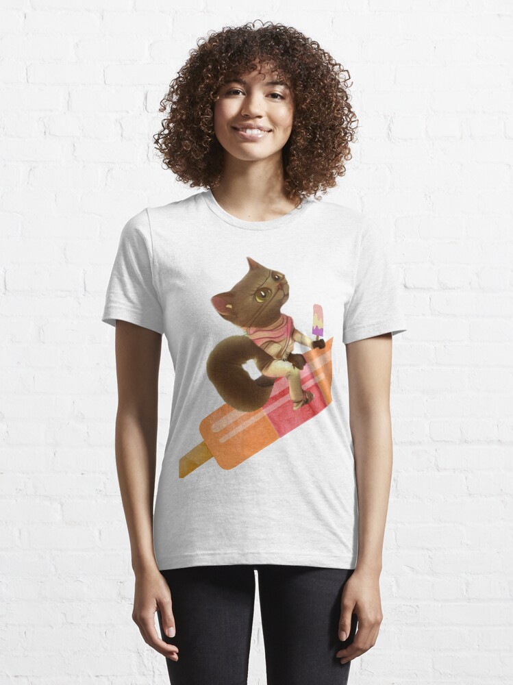 Cat with a catsicle riding on a popsicle Essential T Shirt