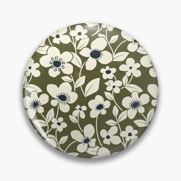 Item preview, Retro Flower Field - Dark Olive designed and sold by appleyards.