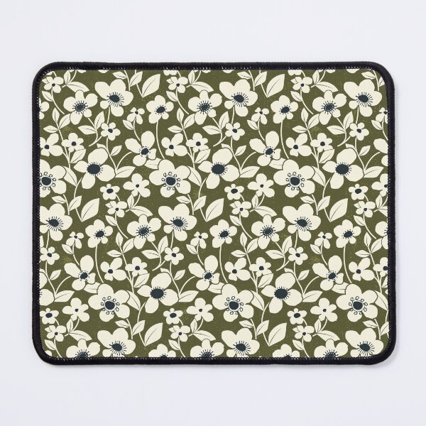 Item preview, Retro Flower Field - Dark Olive designed and sold by appleyards.