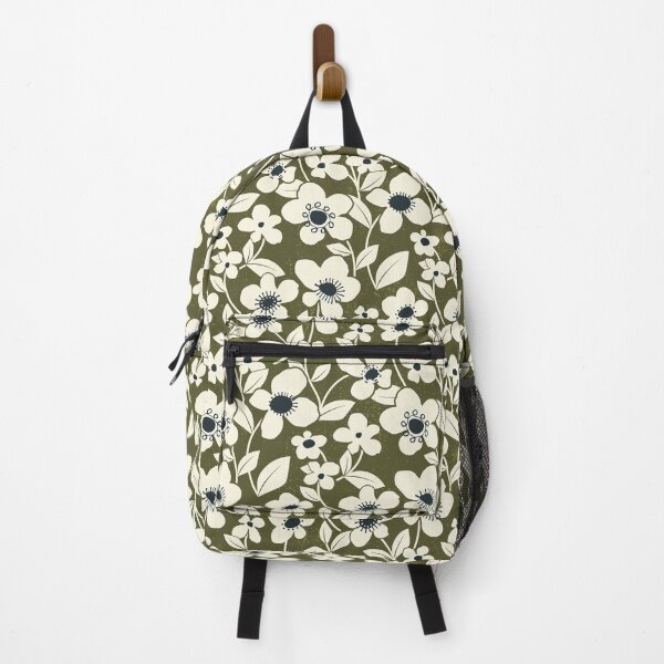 Item preview, Retro Flower Field - Dark Olive designed and sold by appleyards.