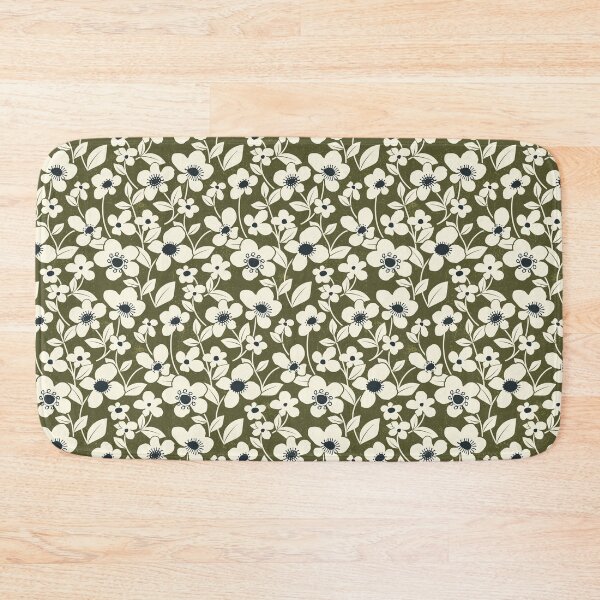 Item preview, Retro Flower Field - Dark Olive designed and sold by appleyards.