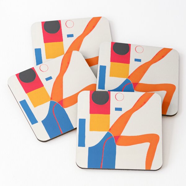 Item preview, Legs in the Air - Geometric Abstract Art - Red, Blue and Orange on Off White designed and sold by Inomaly Art.