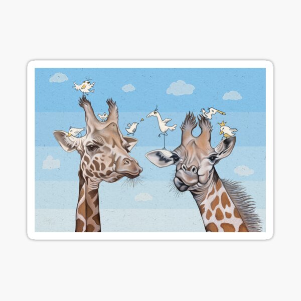 Quirky Giraffes and Whacky Birds Sticker