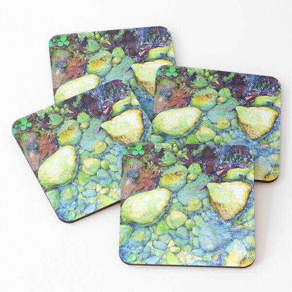 Item preview, Wet pebbles and leaves, river, water, nature, rain, winter, xmas, fall, leaves, tropical, summer, holidays, art, exotic designed and sold by PrintedDreams.
