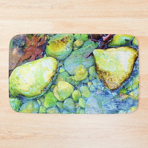 Item preview, Wet pebbles and leaves, river, water, nature, rain, winter, xmas, fall, leaves, tropical, summer, holidays, art, exotic designed and sold by PrintedDreams.